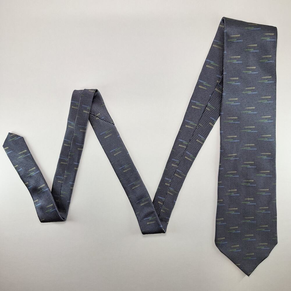 DKNY Necktie Mens Multicolor Geometric Print 100% Silk Abstract Adjustable Tie